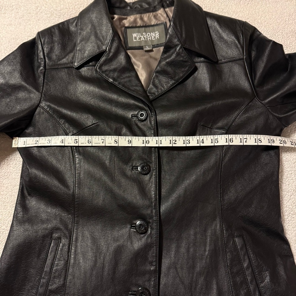 Wilsons Leather Black Classic Button-Front Blazer Jacket 90s Y2K Coat - Picture 4 of 10